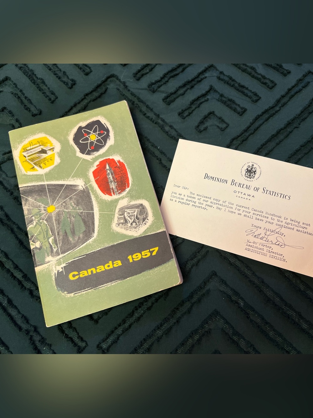 Retro Canada 1957 Vintage Book with Dominion Bureau Card